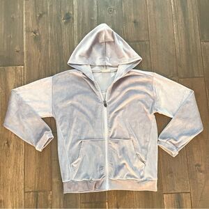 Zella Gray Velour Full Zip Hoodie Jr. L
